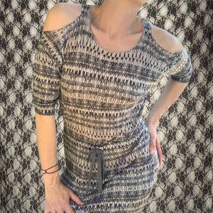 armani exchange 100% wool cold shoulder light sweater dress sz small